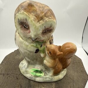 Beatrix Potter's Old Mr. Brown Owl & Squirrel Figurine 3" Vintage 1963 Beswick